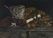 Paul Cezanne Cezanne's Accessories still life with philippe solari's Medallion painting